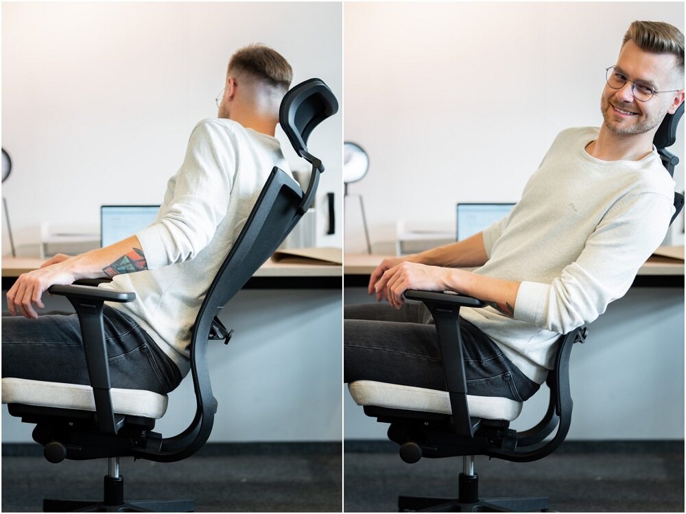 technologia smart move - dynamiczna praca oparcia fotela biurowego