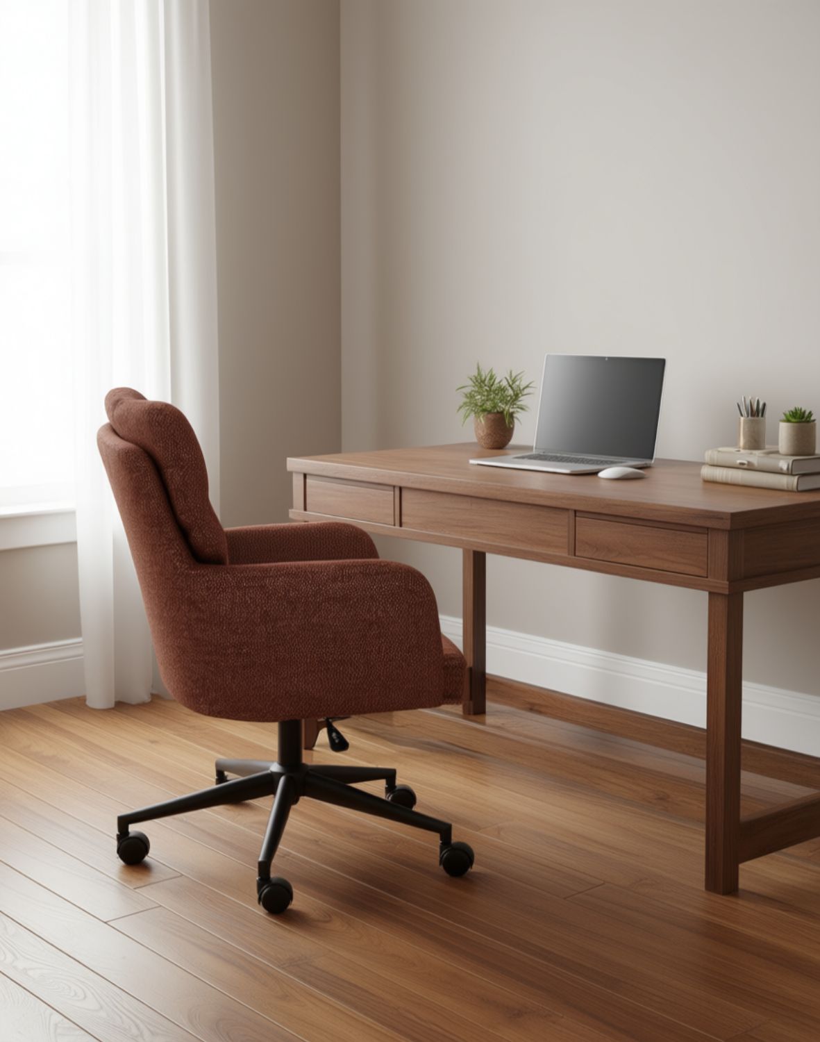 krzesło biurowe aria, regulowane, obrotowe, rude