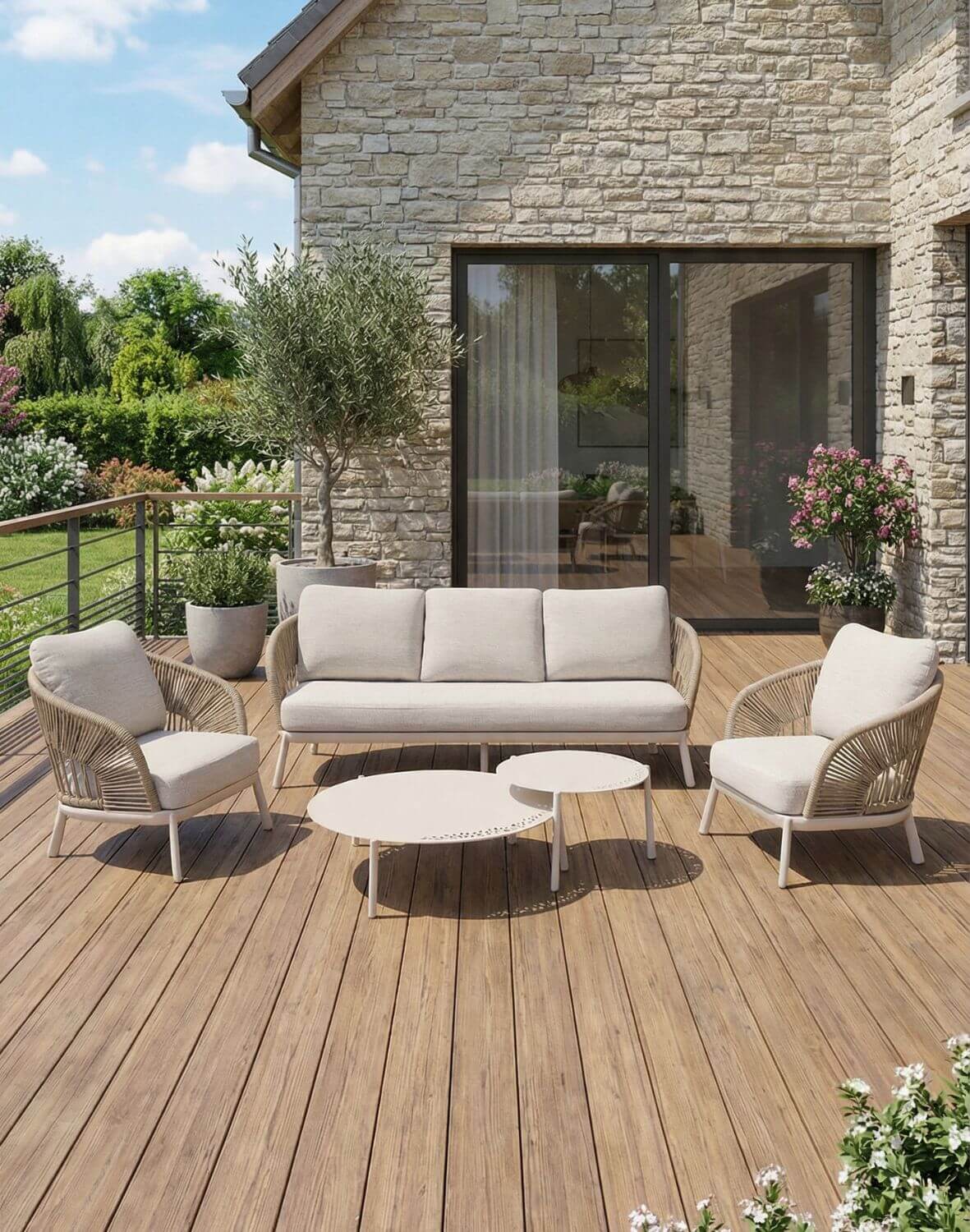 zestaw ogrodowy adora: 3-osobowa sofa, 2 fotele i 2 stoliki