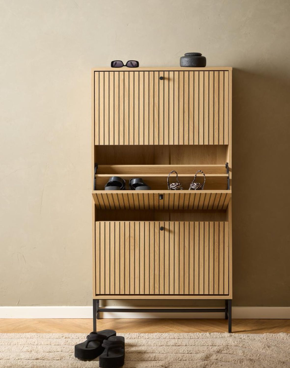 szafka na buty albany, naturalny dąb, lamele (23790)