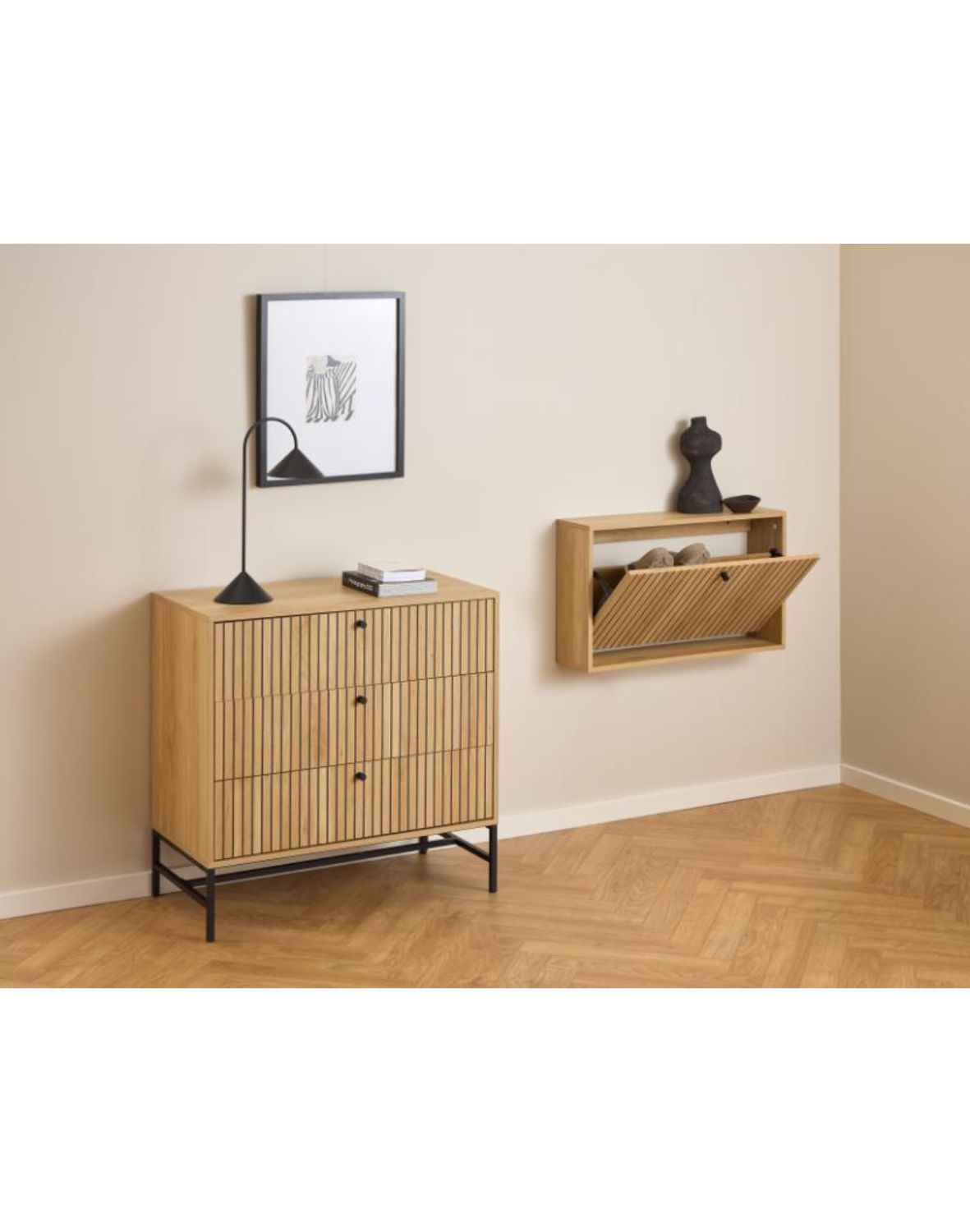 wisząca szafka na buty albany, naturalny dąb (05862)