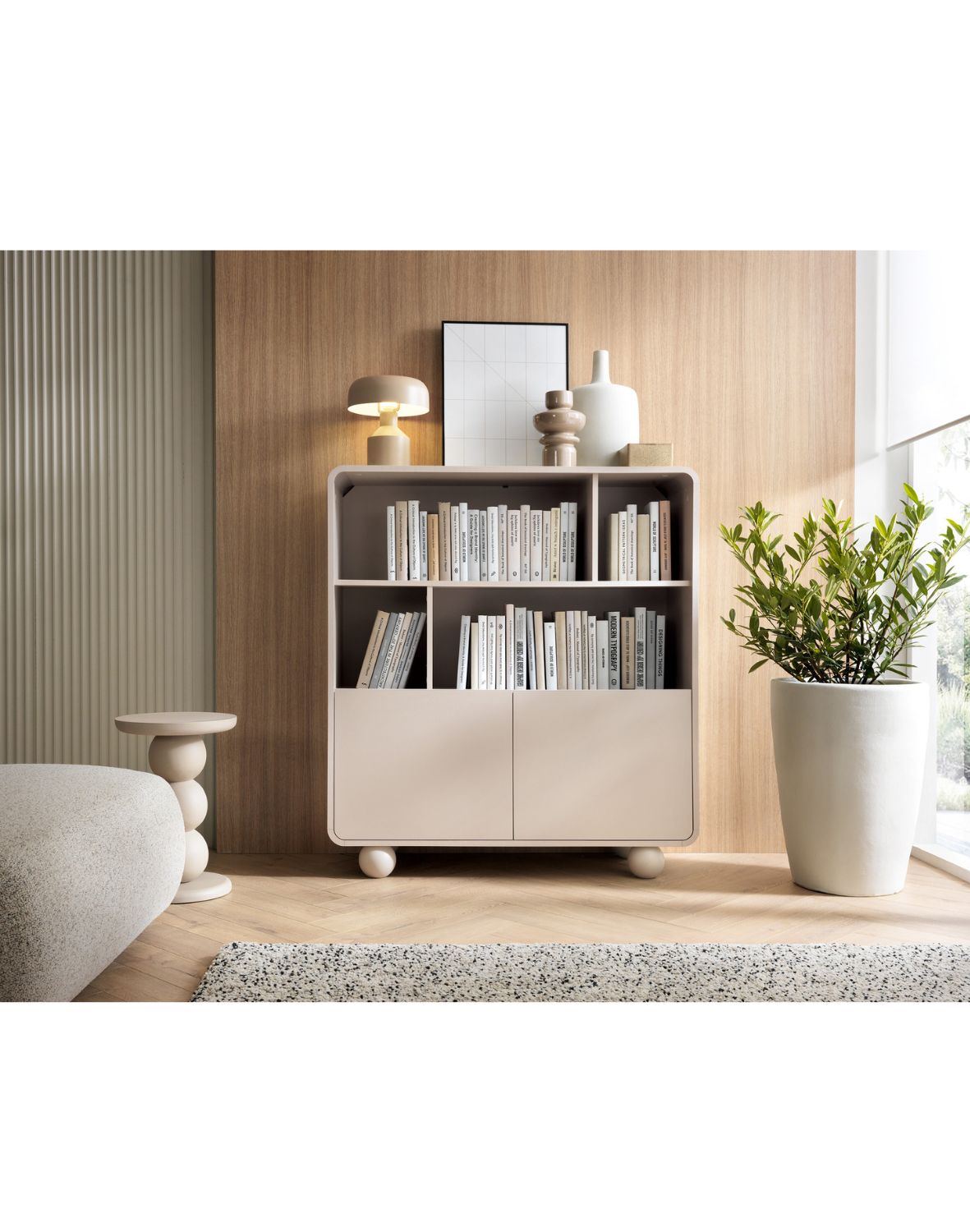 niski regał z szafką albion rg108, kaszmirowy