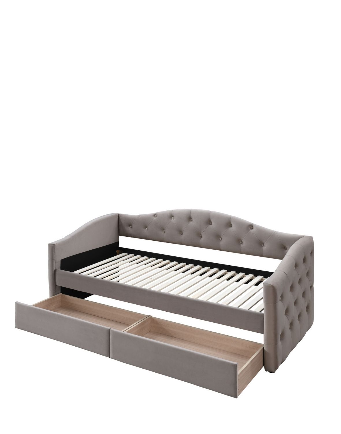 lóżko pojedyncze z szufladami aloha 90x200, beżowy velvet