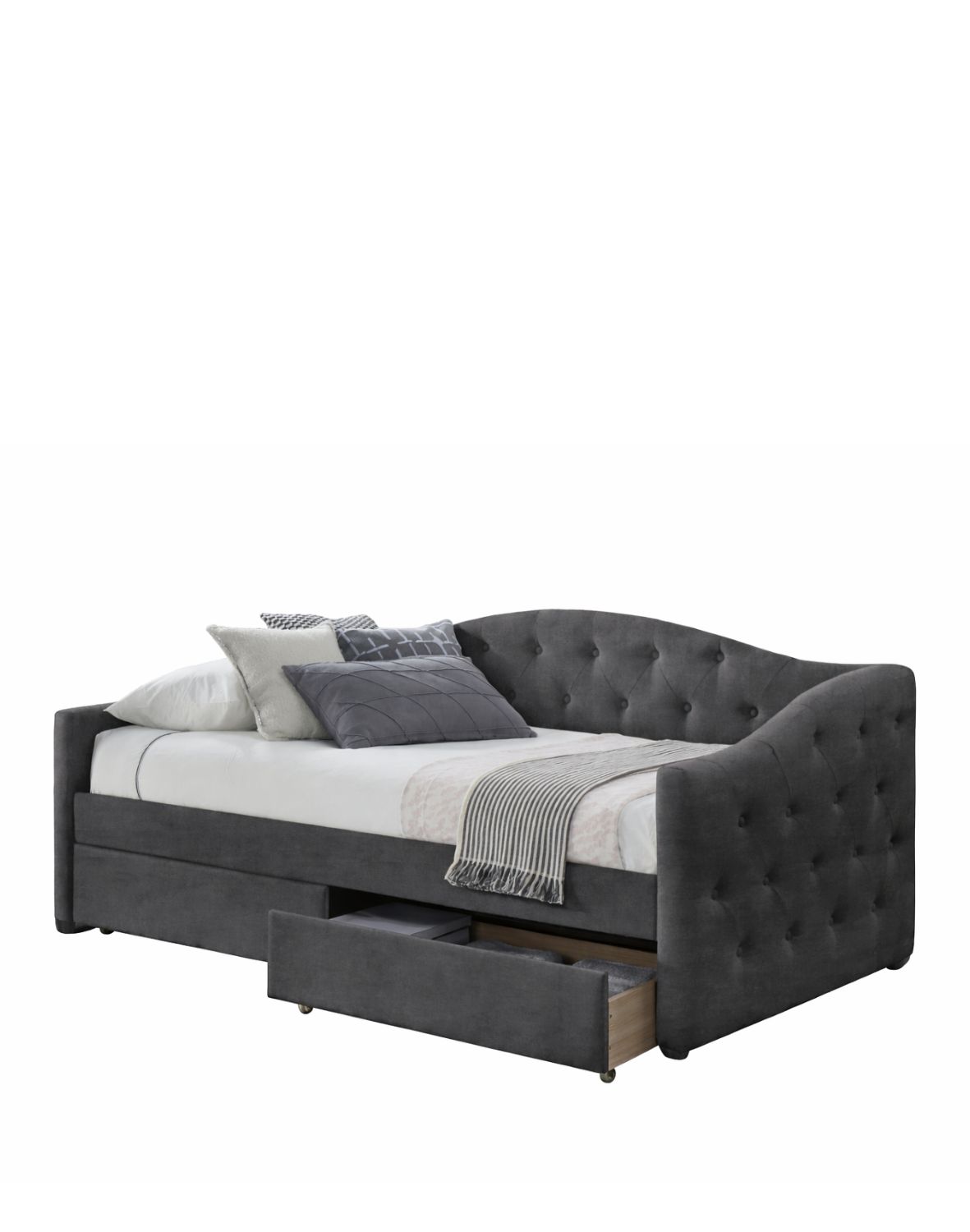 łóżko pojedyncze z szufladami aloha 90x200, szary velvet