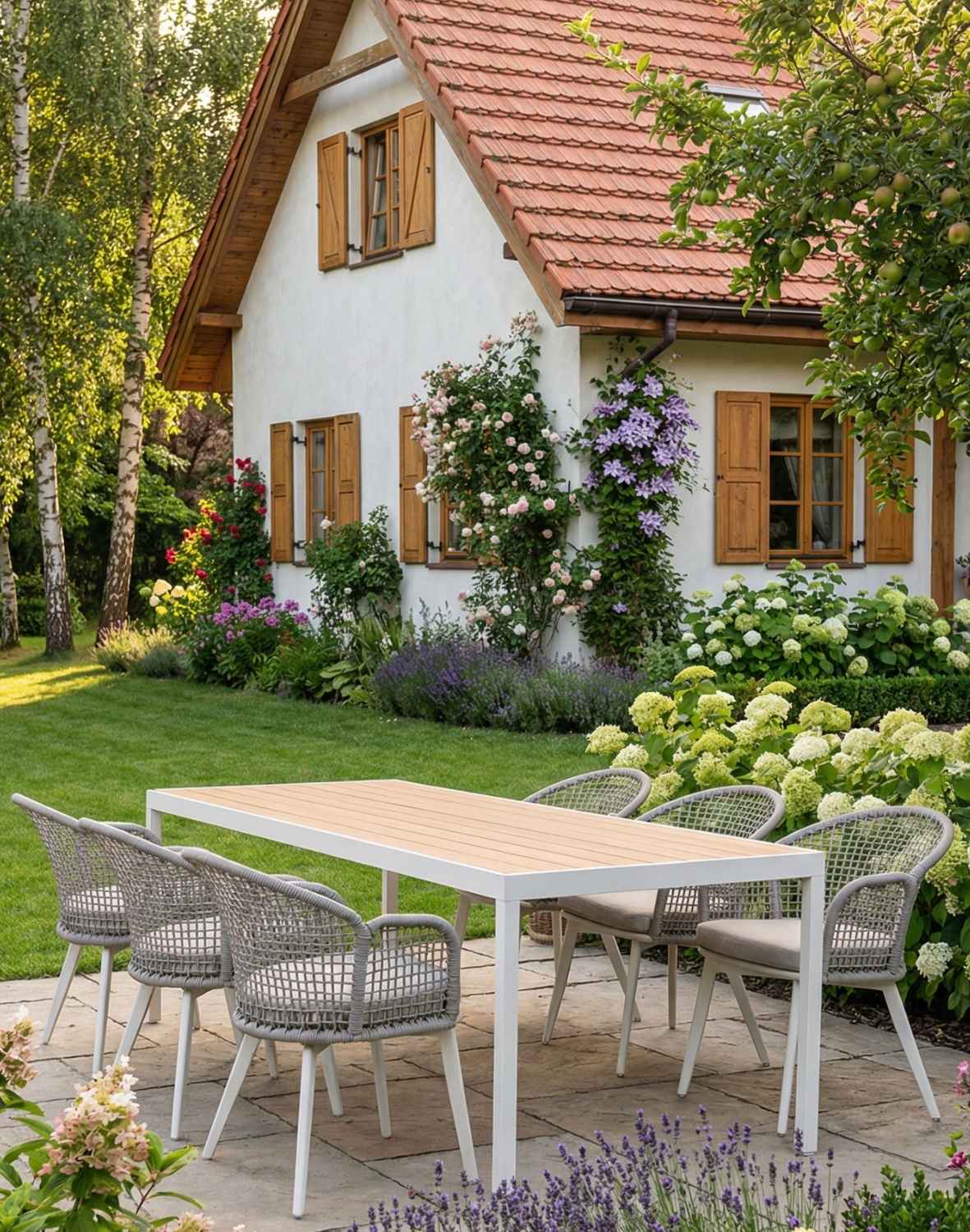 stół ogrodowy z krzesłami dla 6 osób atena