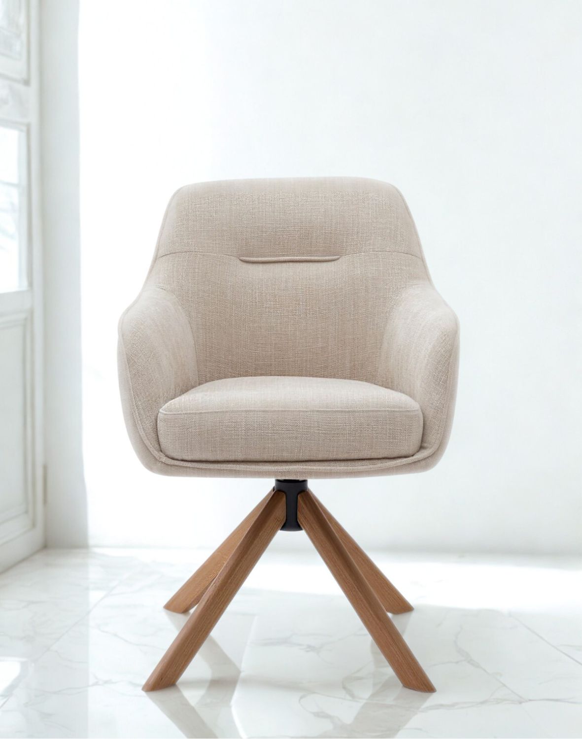 krzesło obrotowe do jadalni avola, beżowe, drewniane nogi (53250004)