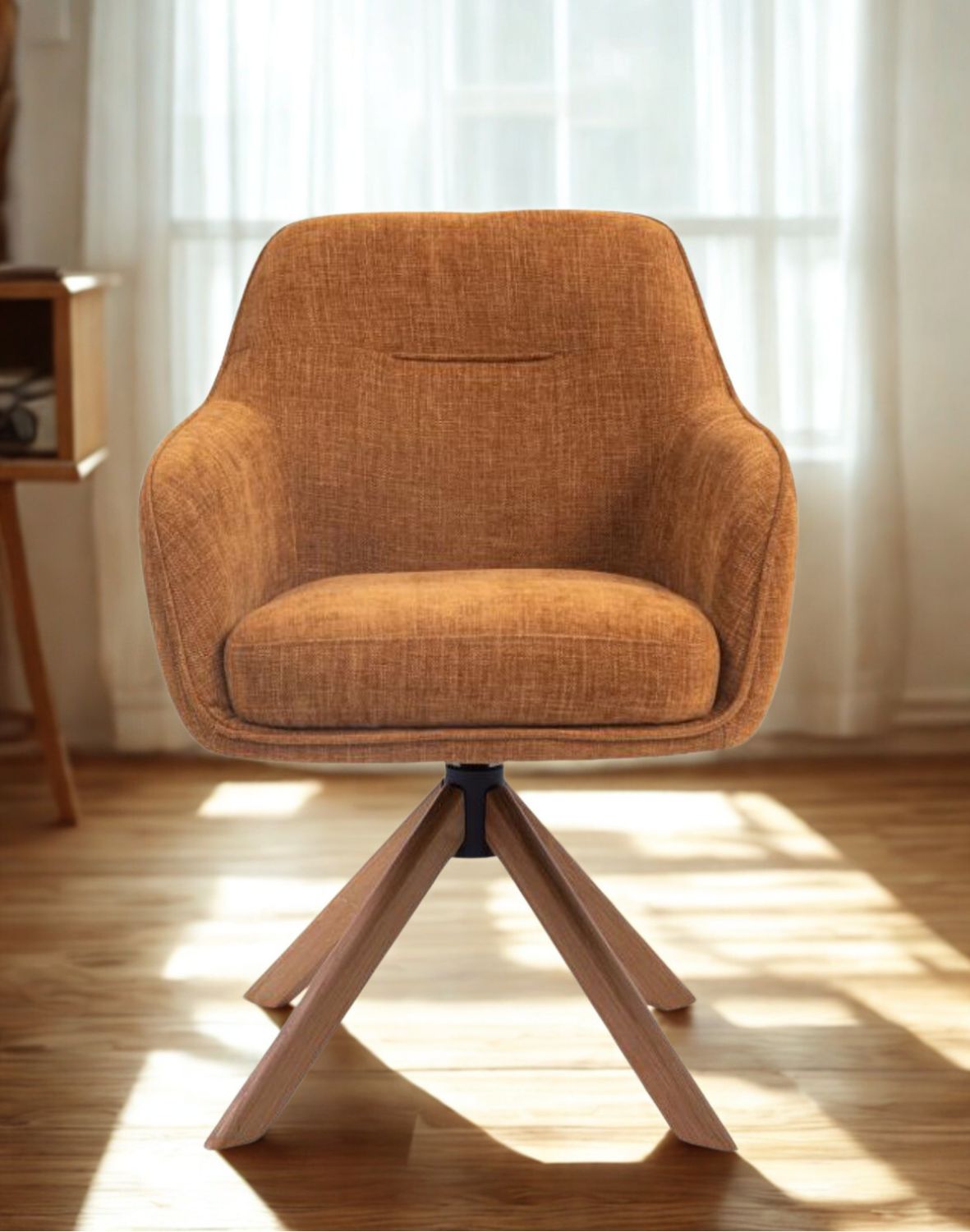 krzesło obrotowe do jadalni avola, rude, drewniane nogi (53250002)