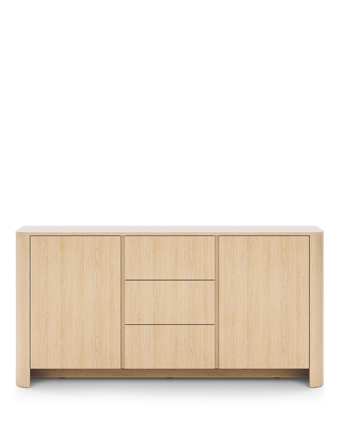 szeroka komoda z szufladami bari ksz168 ze złotą listwą, dąb vicenza