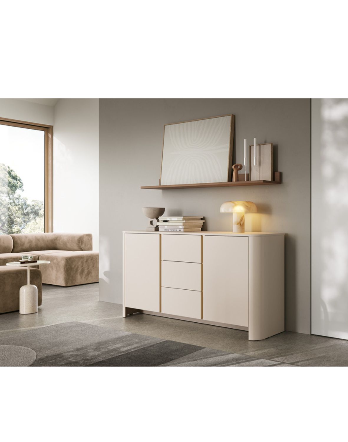 szeroka komoda kaszmir z szufladami bari ksz168 ze złotą listwą