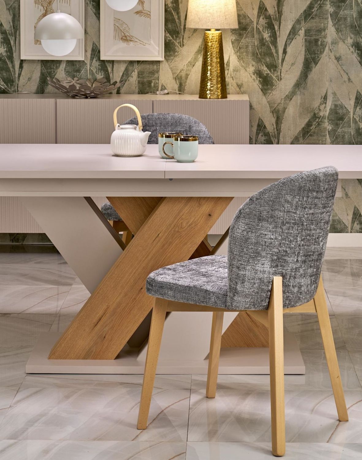 krzesło do jadalni basso, szare, drewno bukowe dąb naturalny