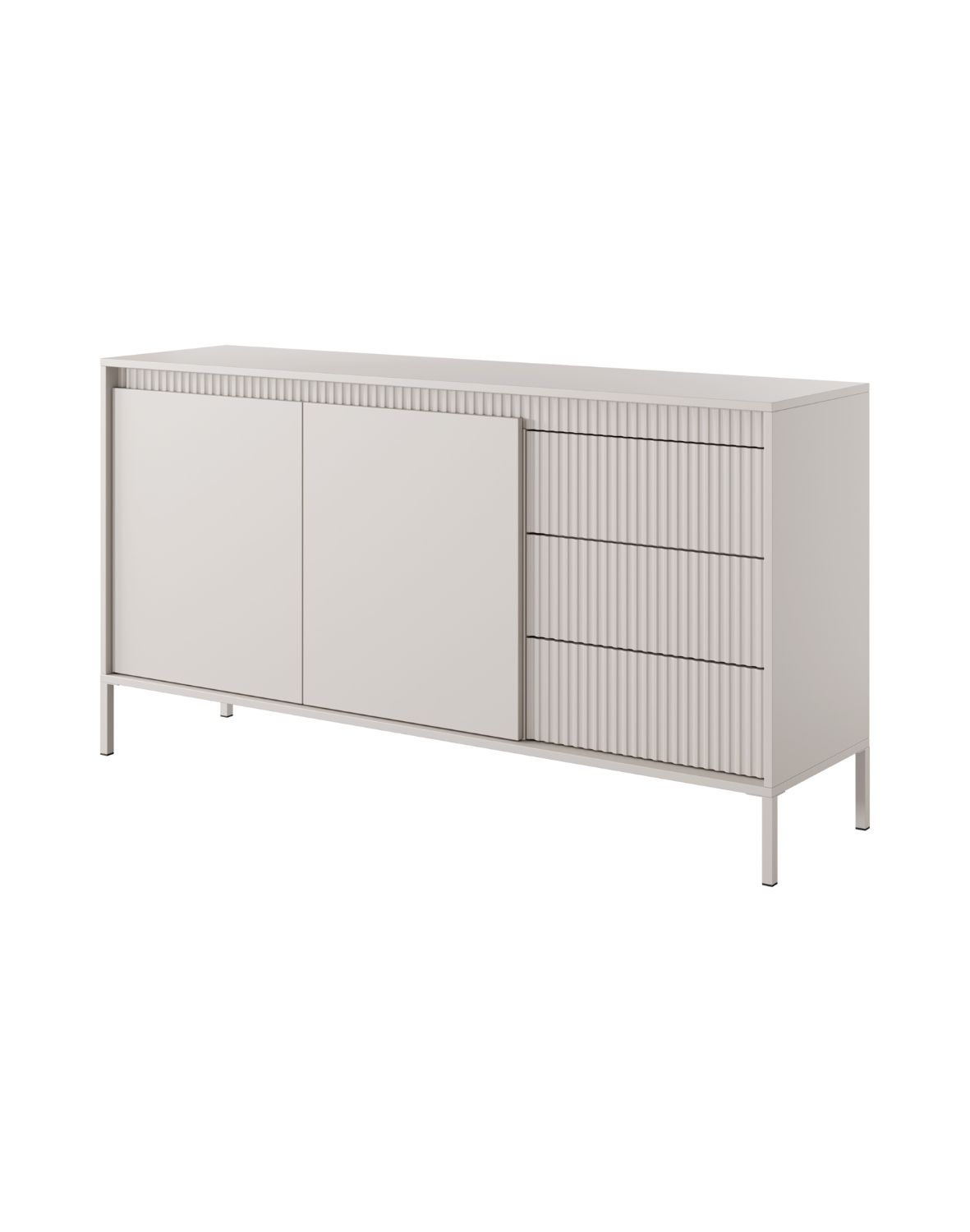 beżowa komoda do salonu z szafkami i szufladami senso b