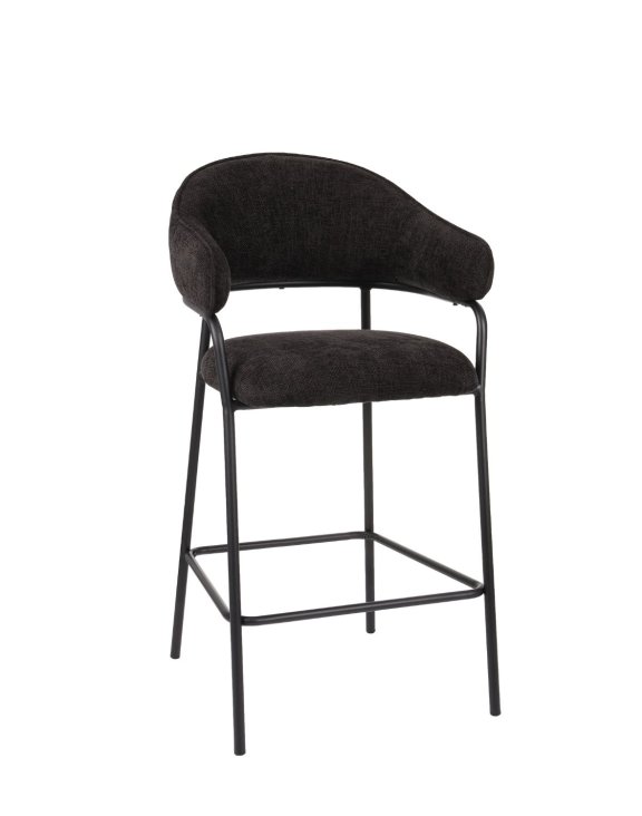 Hoker do kuchni z podnóżkiem Bianca, tapicerowany, czarny (3433) - OUTLET