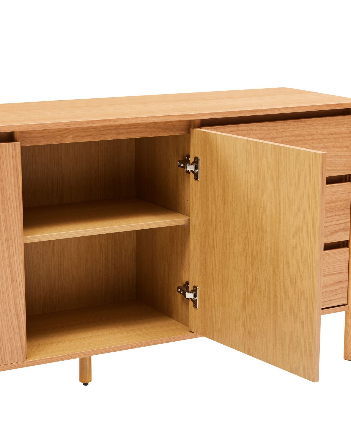 komoda Blair 160 cm, naturalny dąb, 3 szuflady i szafka (SB01)