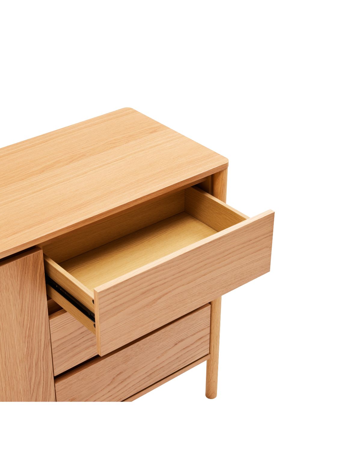 komoda Blair 160 cm, naturalny dąb, 3 szuflady i szafka (SB01)