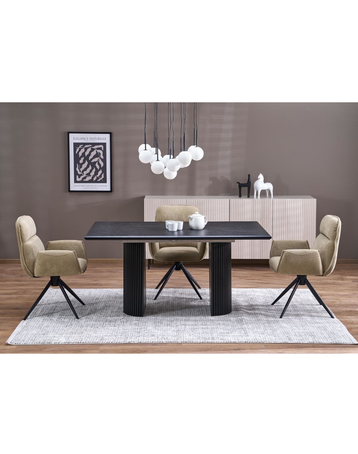 stół rozkładany bolero (160–250x90 cm), czarny