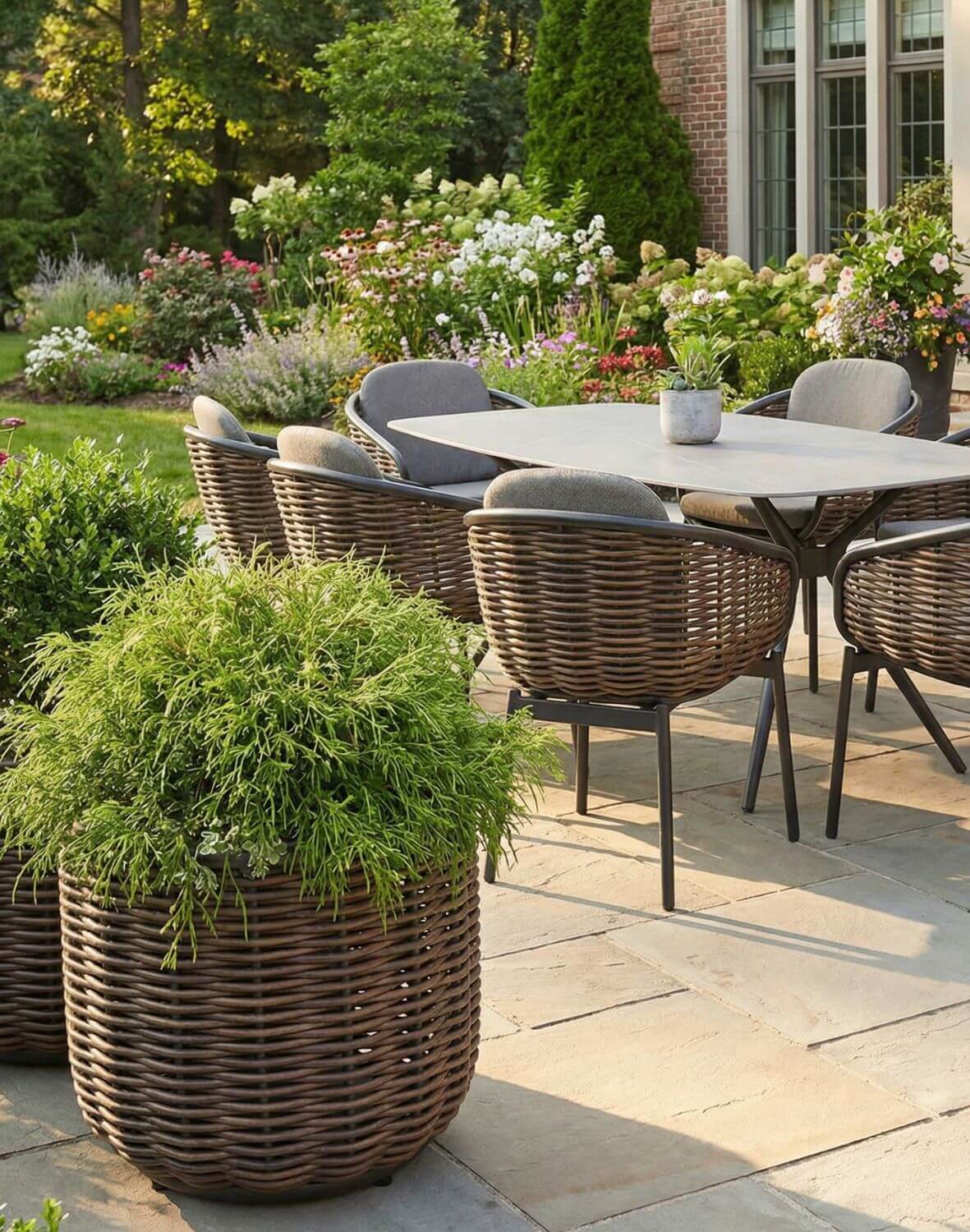 donica ogrodowa duża z technorattanu borneo, antracytowa