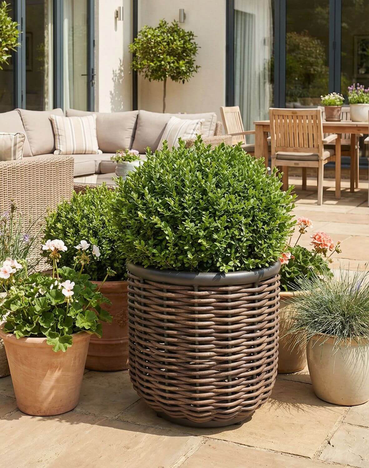 donica ogrodowa duża z technorattanu borneo, antracytowa