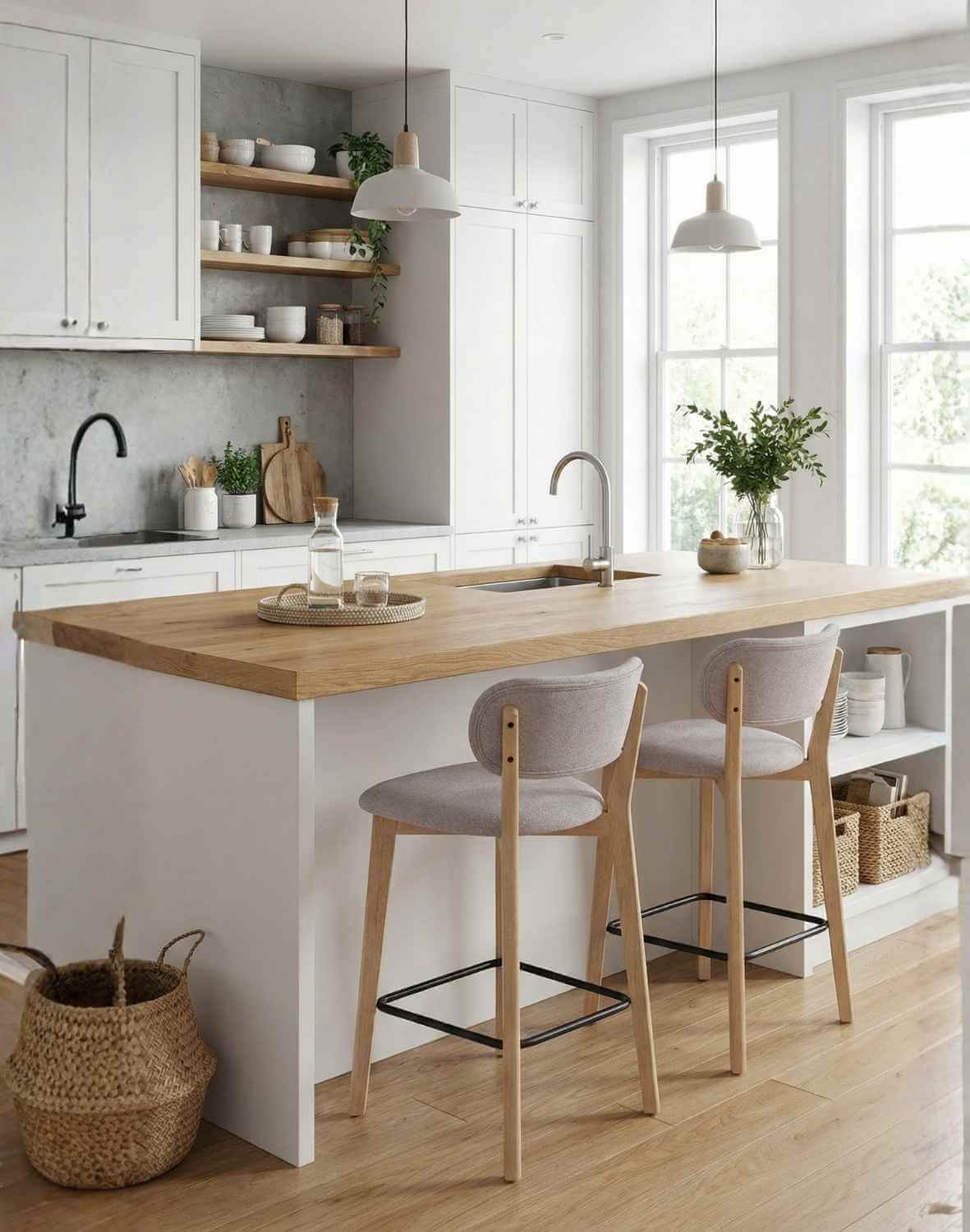 hoker do kuchni z podnóżkiem boston, beżowy