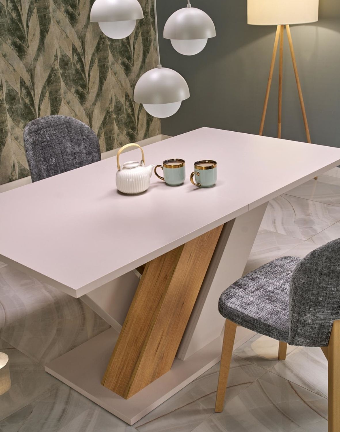 stół rozkładany brandon (160–200 × 90 cm) kaszmir/dąb cremona