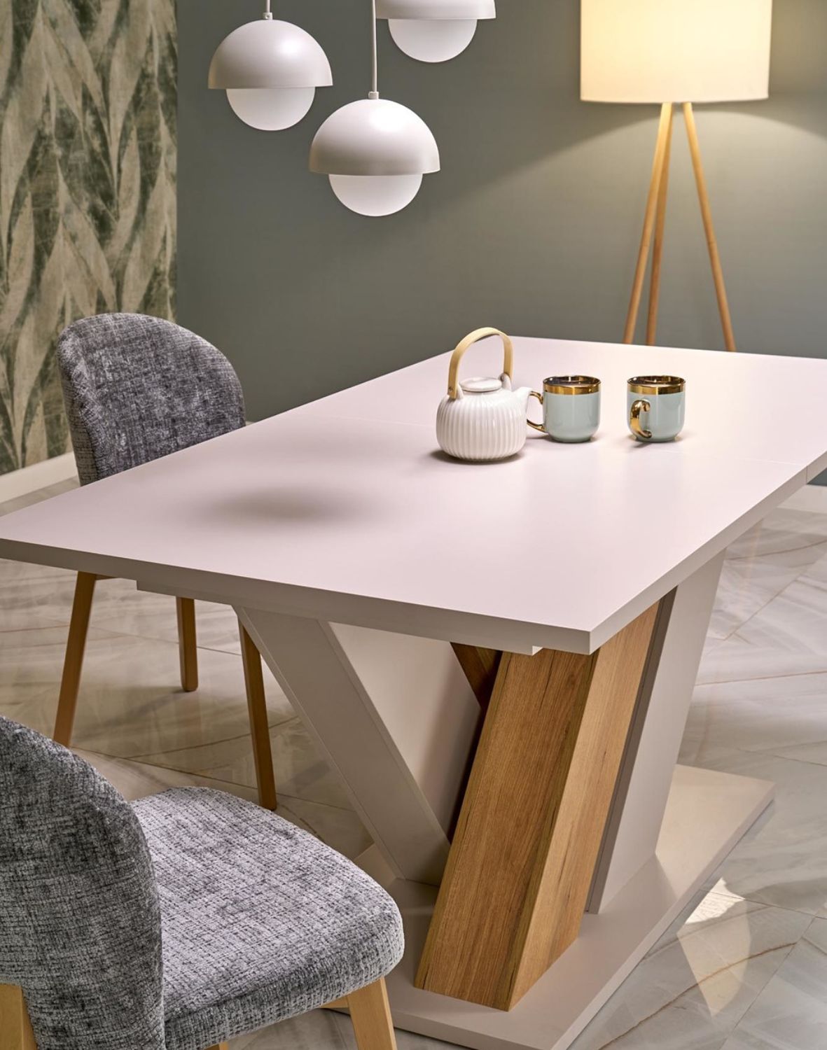 stół rozkładany brandon (160–200 × 90 cm) kaszmir/dąb cremona