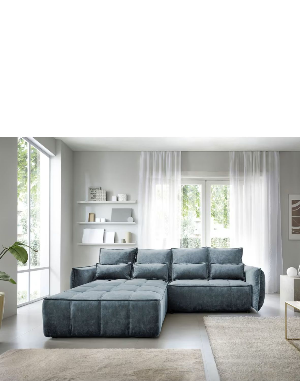 narożnik campo z funkcją spania i pojemnikiem, nowoczesny design