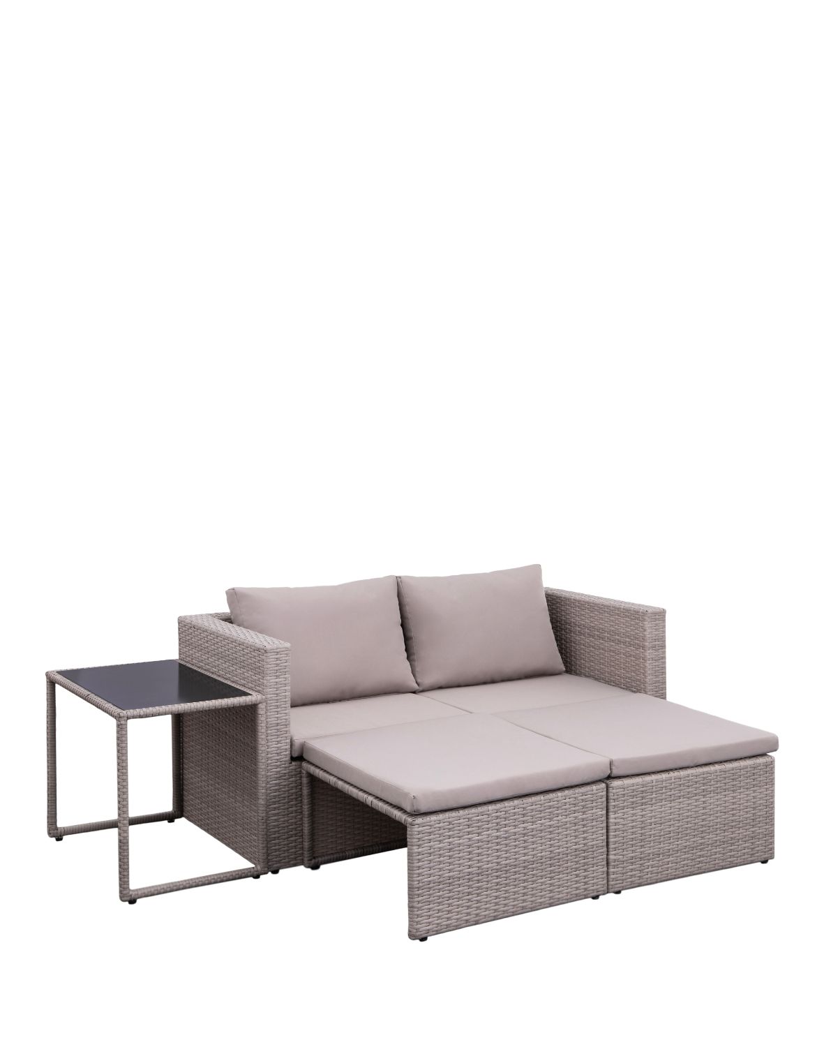 zestaw ogrodowy capri, technorattan, modułowy, brązowo-szary