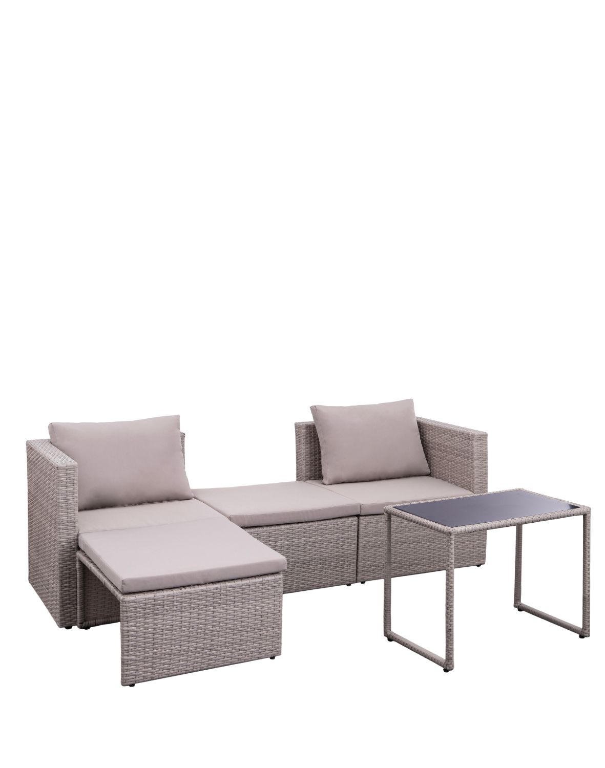 zestaw ogrodowy capri, technorattan, modułowy, brązowo-szary