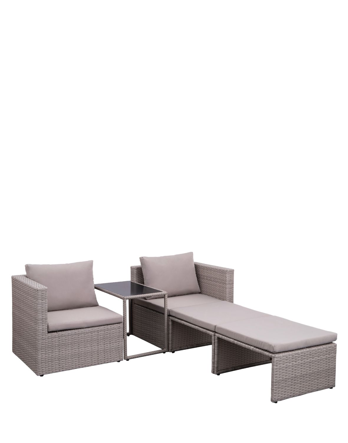 zestaw ogrodowy capri, technorattan, modułowy, brązowo-szary