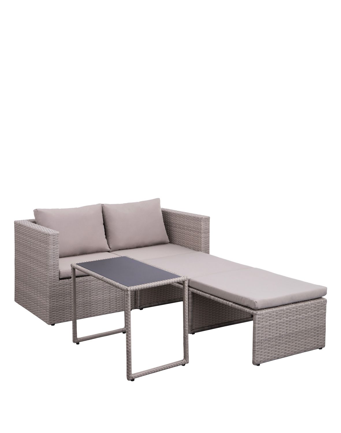 zestaw ogrodowy capri, technorattan, modułowy, brązowo-szary