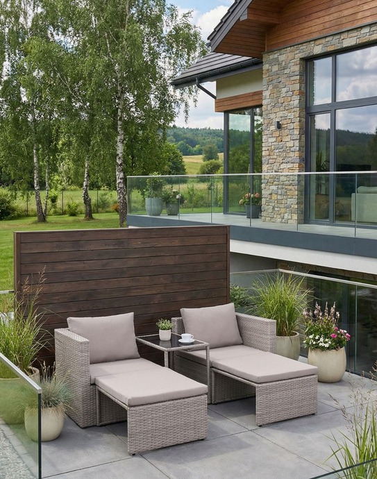 zestaw ogrodowy capri, technorattan, modułowy, brązowo-szary