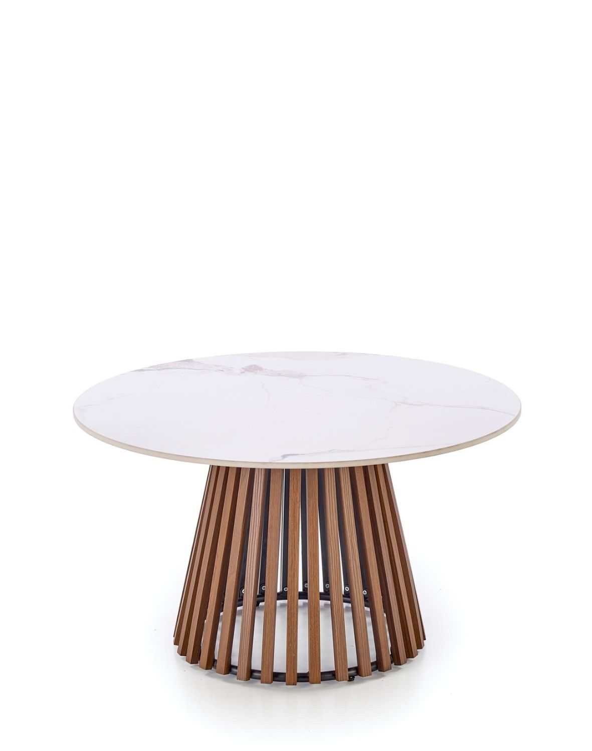 stolik kawowy okrągły orzechowy carina, marmur