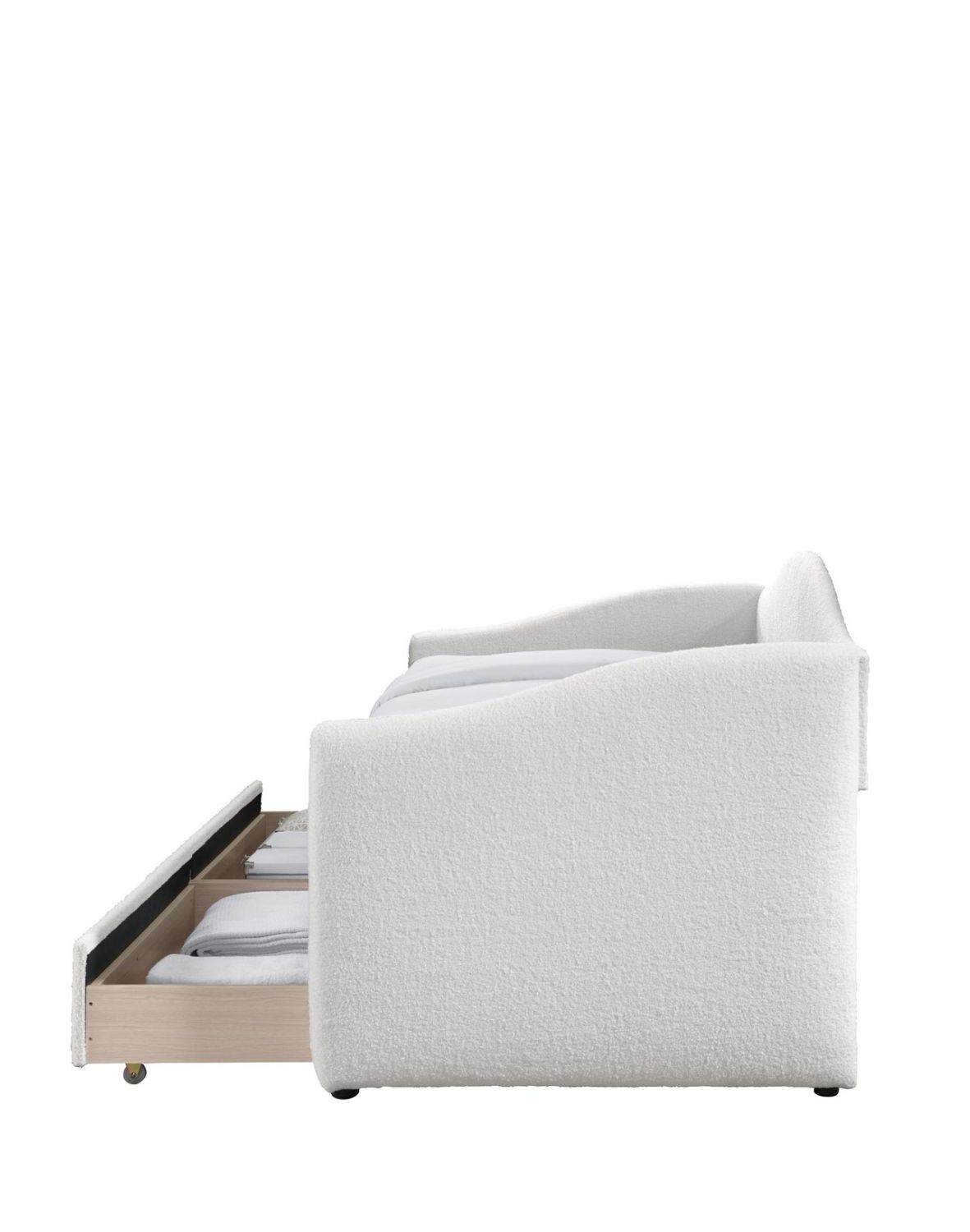 łóżko pojedyncze z szufladami caydence 90x200, kremowe