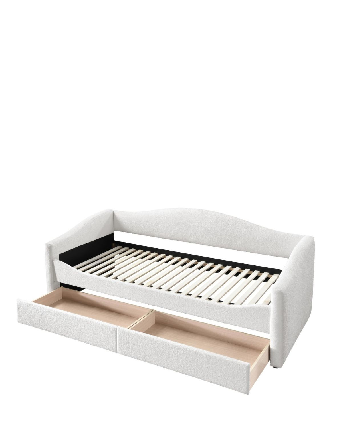 łóżko pojedyncze z szufladami caydence 90x200, kremowe