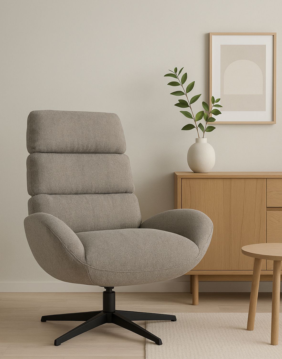 fotel obrotowy cloud z wysokim oparciem, ciemnobeżowy (fs80)