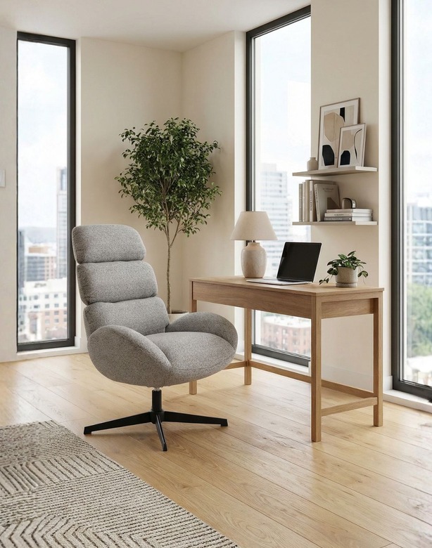 fotel obrotowy cloud z wysokim oparciem, szary