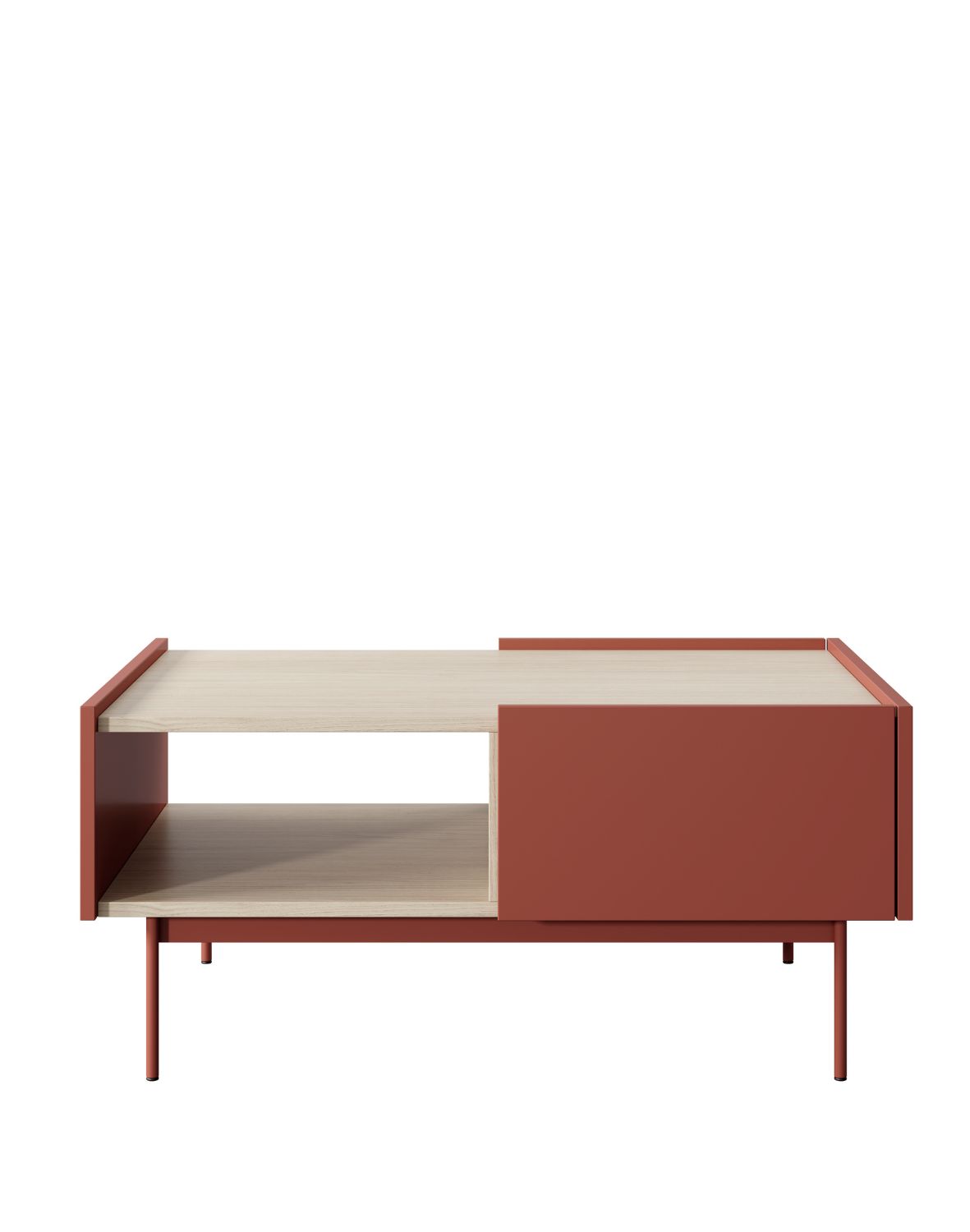 stolik kawowy z szufladami color l-97 ceglasty/dąb linea