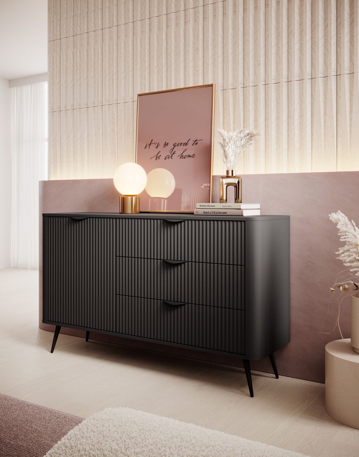 elegancka czarna komoda do salonu lante d