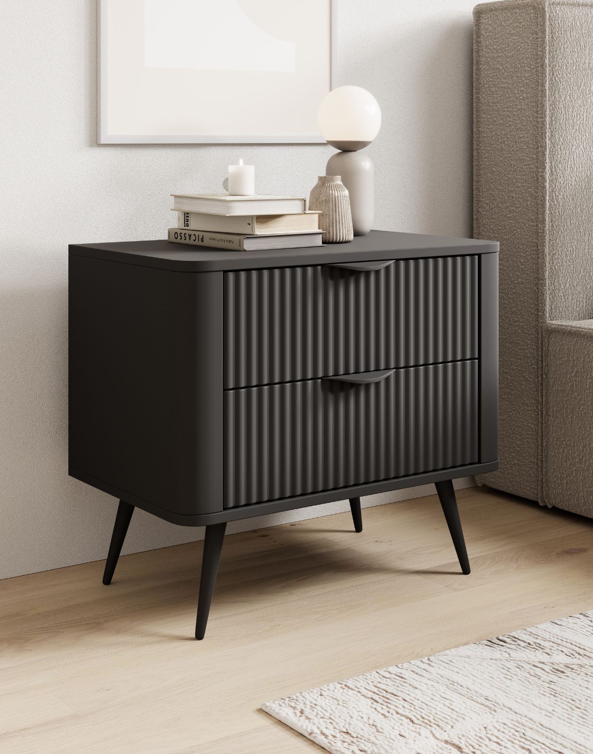 czarna szafka nocna lante g