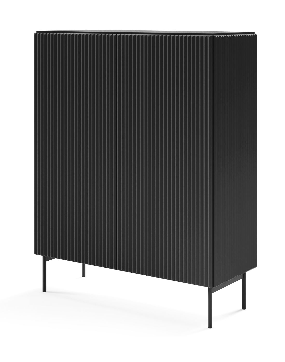 czarna wysoka szafka ryflowana do salonu muti