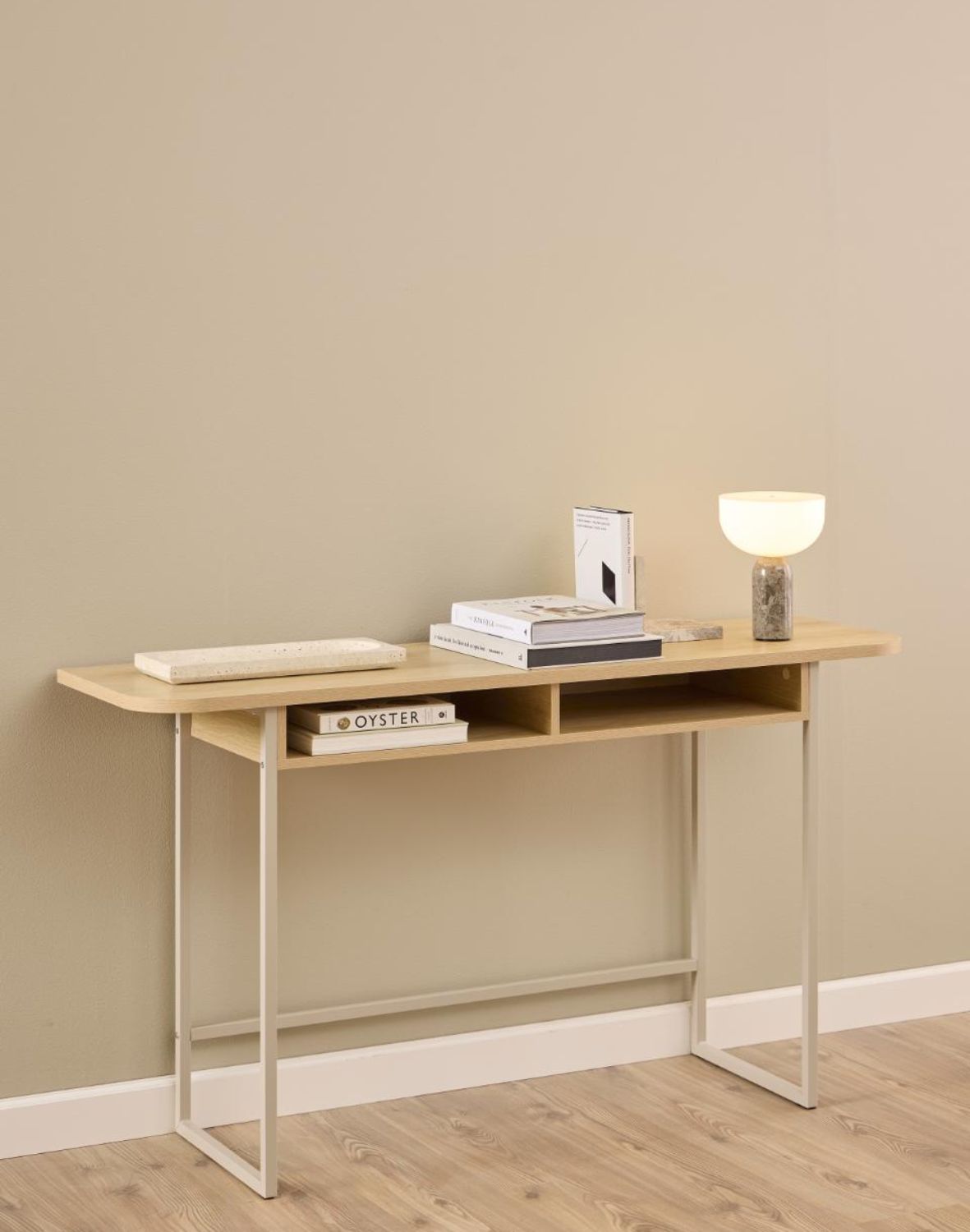 nowoczesna konsola z półkami darlington 140 cm (0000111230)