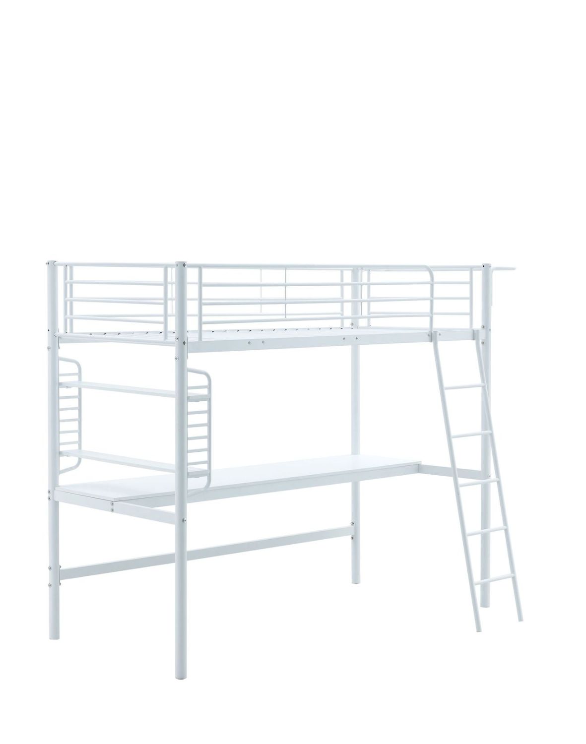 łóżko piętrowe z biurkiem dolce 90x200, białe