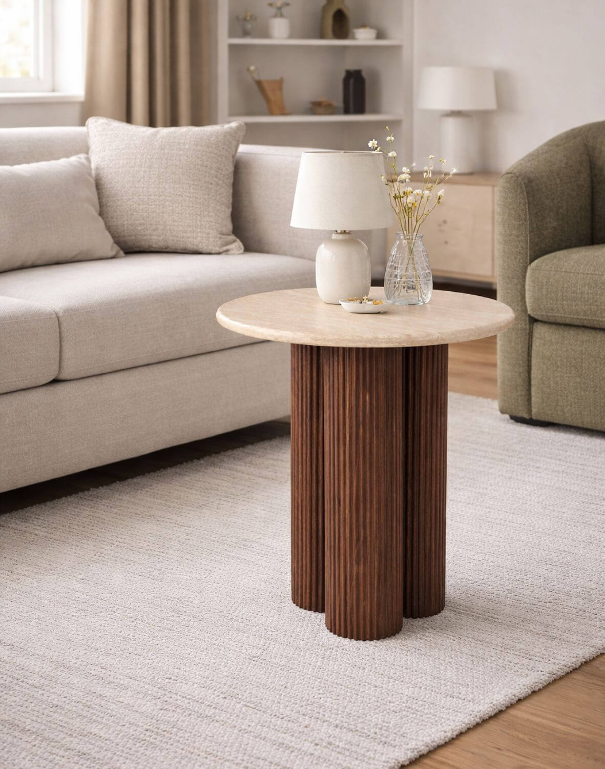 Lawa/stolik kawowy dorotea_s, trawertyn,orzechowy 50x56