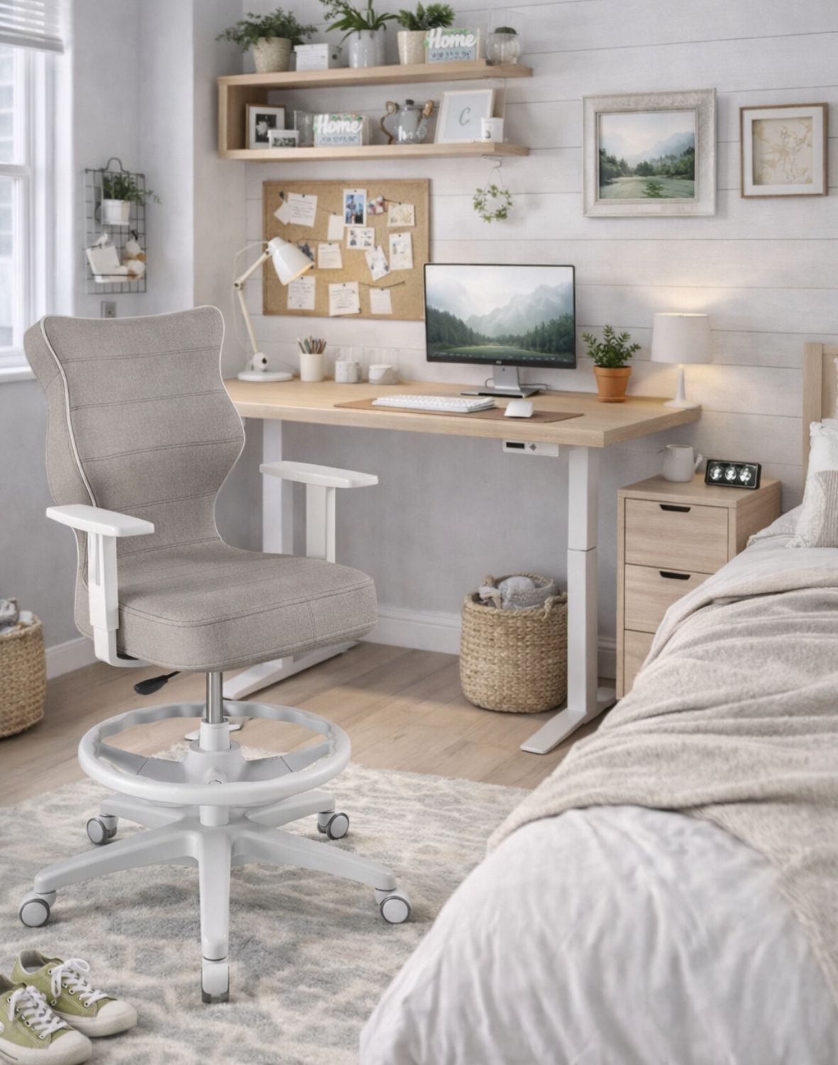 Krzesło młodzieżowe Duo z podnóżkiem, biała podstawa, rozmiar 6, wzrost 159-188 cm