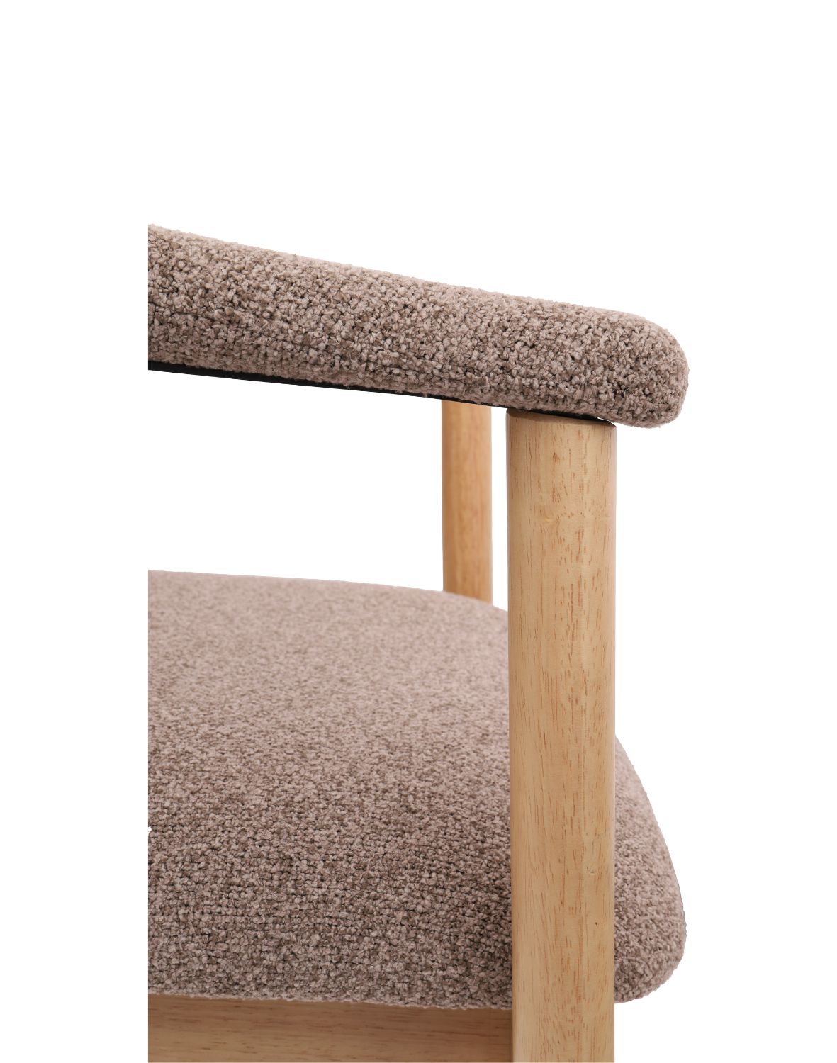 krzesło edda, drewno kauczukowe, boucle brąz