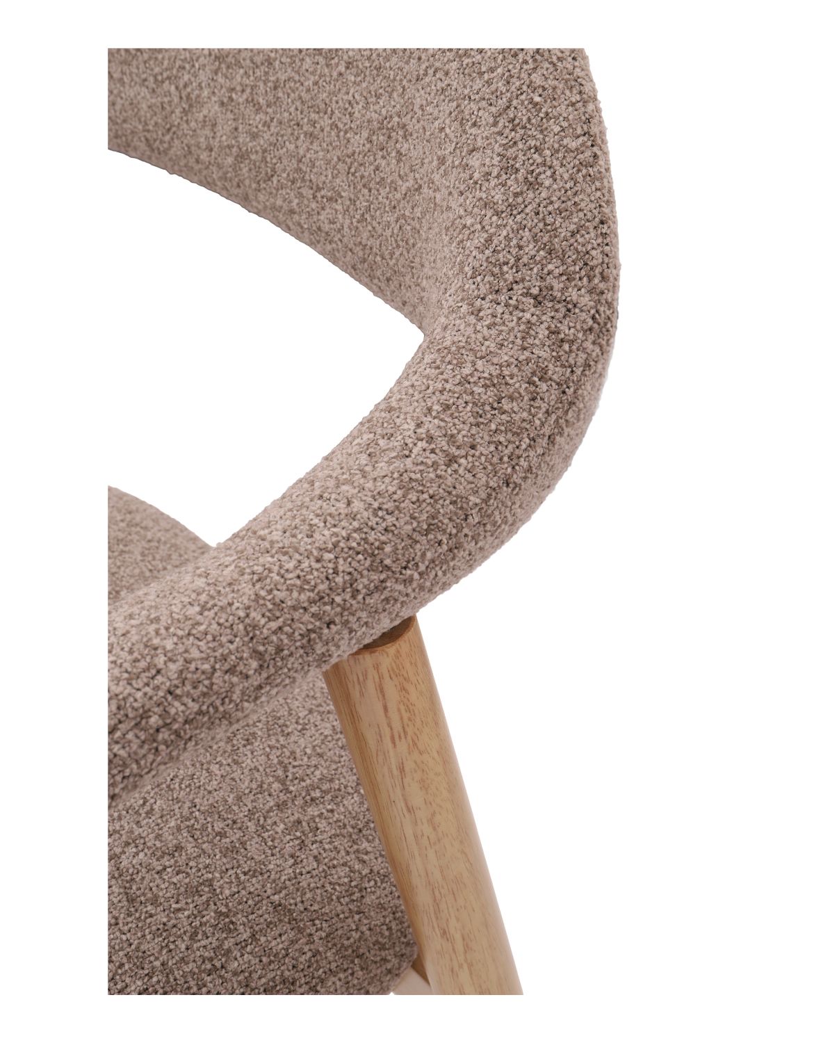 krzesło edda, drewno kauczukowe, boucle brąz