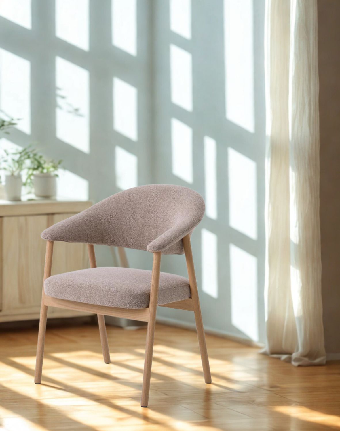 fotel tapicerowany elk, nogi z dębu pigmentowanego na biało (56160301)