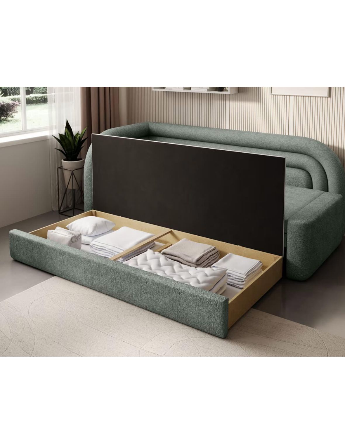 kanapa z funkcją spania fabillo, nowoczesna, wygodna, z pojemnikiem