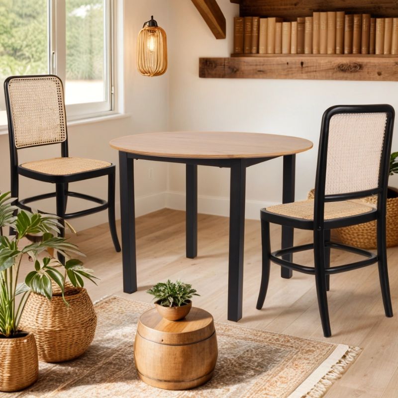 drewniane czarne krzesła viki i stół fado
