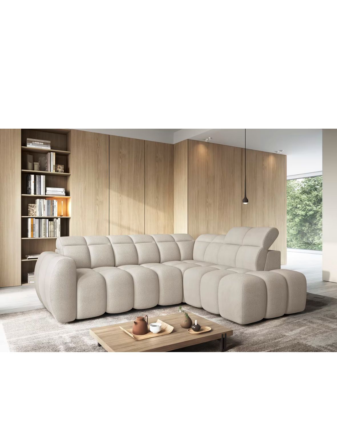 narożnik falconn z funkcją spania i elektrycznie wysuwanym siedziskiem