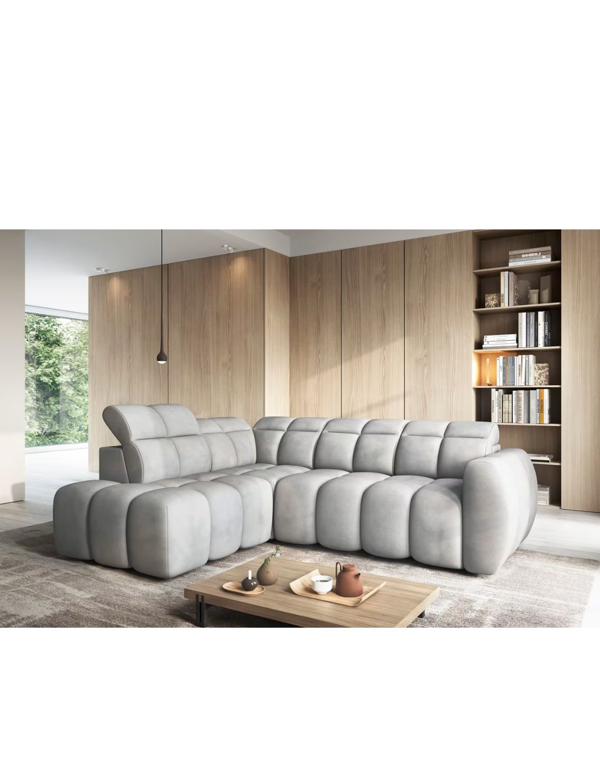 narożnik falconn z funkcją spania i elektrycznie wysuwanym siedziskiem